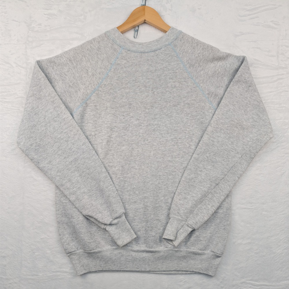 VTG Pannill Sweatshirt Mens L Gray Raglan Contrast Stitch Blank 50/50 USA 70s